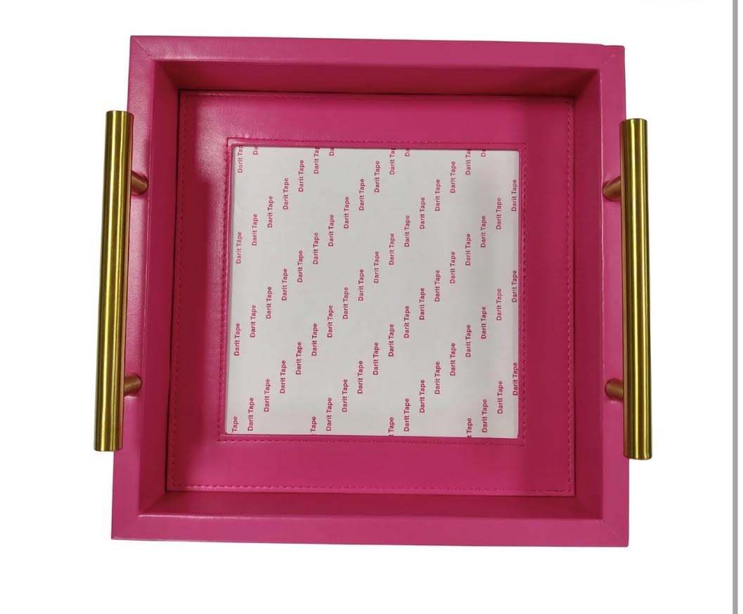 Threaded and Tipsy Pink Square Leather Tray