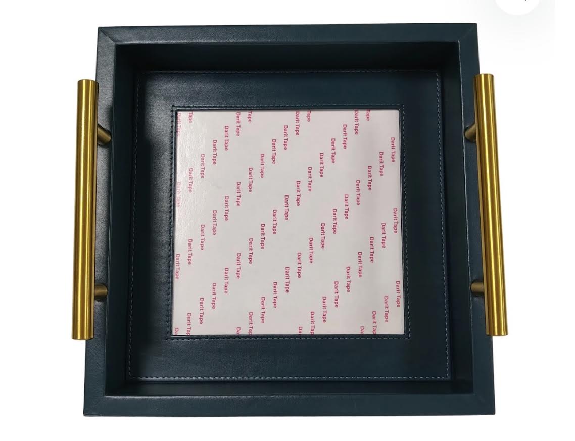 Threaded and Tipsy Navy Square Leather Tray