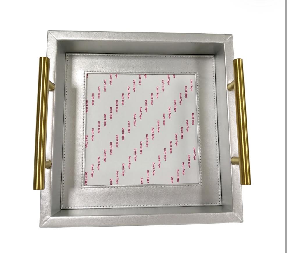 Threaded and Tipsy Silver Square Leather Tray