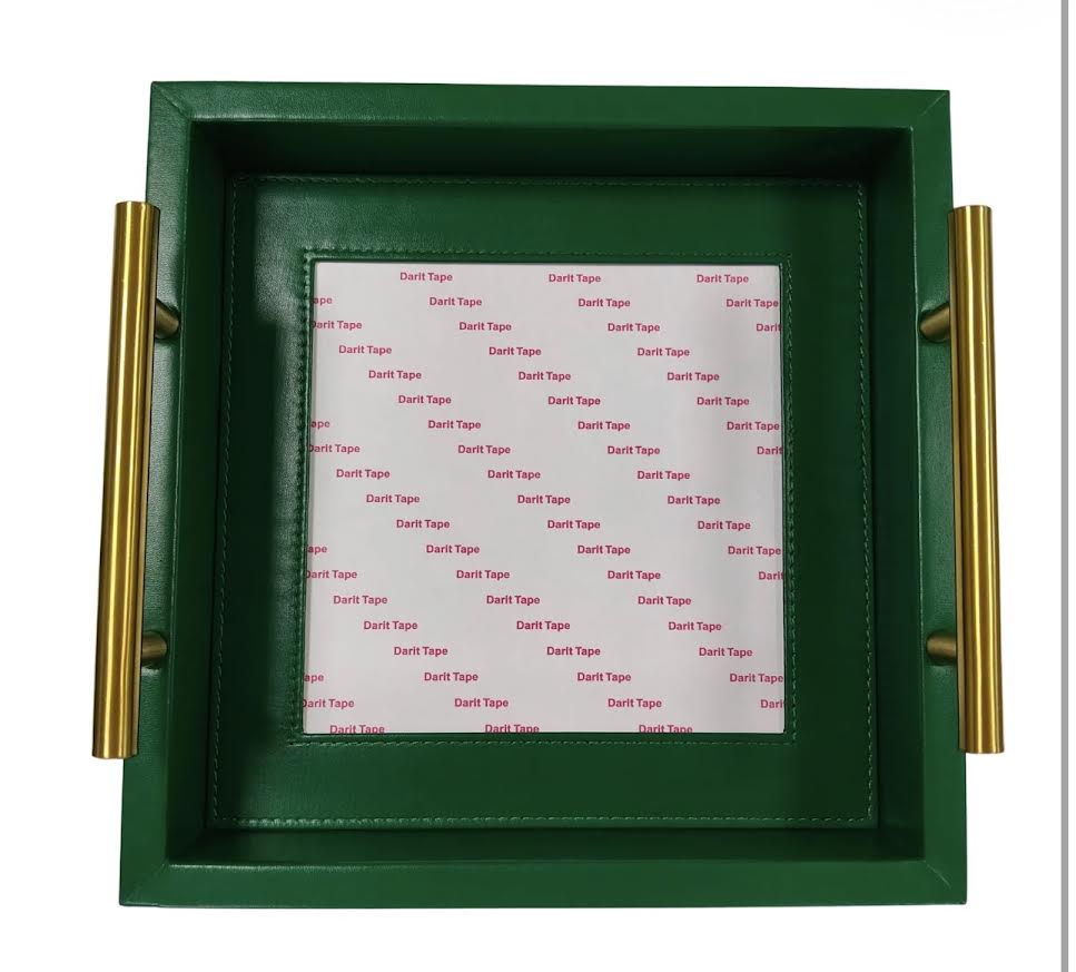 Threaded and Tipsy Green Square Leather Tray