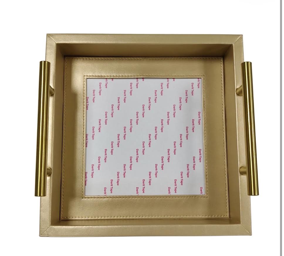 Threaded and Tipsy Gold Square Leather Tray