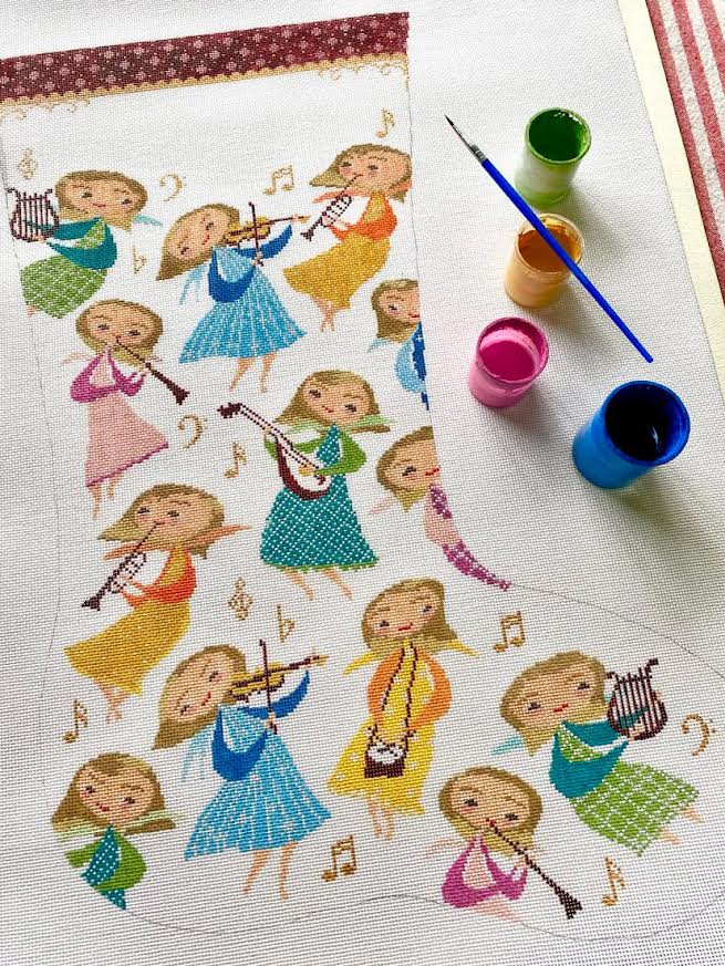 Plum Stitchery MB1-A Musical Angels Stocking