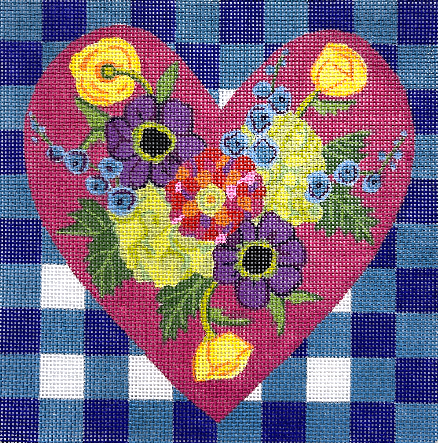 Alice Peterson AP4656 Blue Gingham Floral Heart