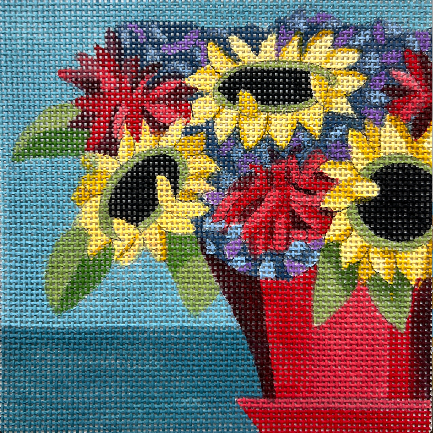Alice Peterson AP4720 Sunflowers in Red Pot