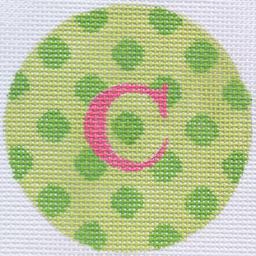 Kate Dickerson ALB-04 Bright Disk Letter Lime Polka Dots Pink Letter