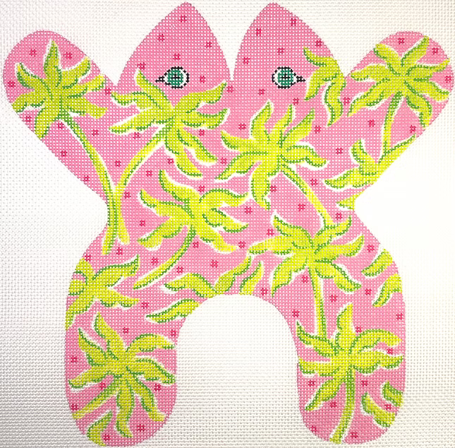 Kate Dickerson SST-174 Frog - Lilly Inspired Palm Trees - Greens on Pink