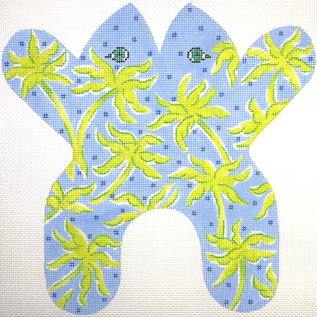 Kate Dickerson SST-175 Frog - Lilly Inspired Palm Trees - Greens on Blue