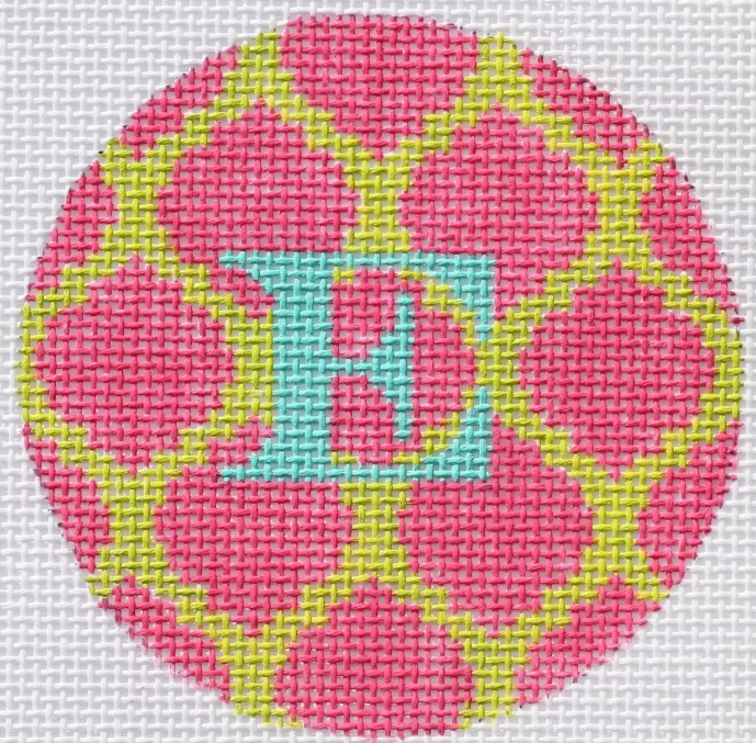 Kate Dickerson ALB-69 Hot Pink and Lime Quatrefoil Damask