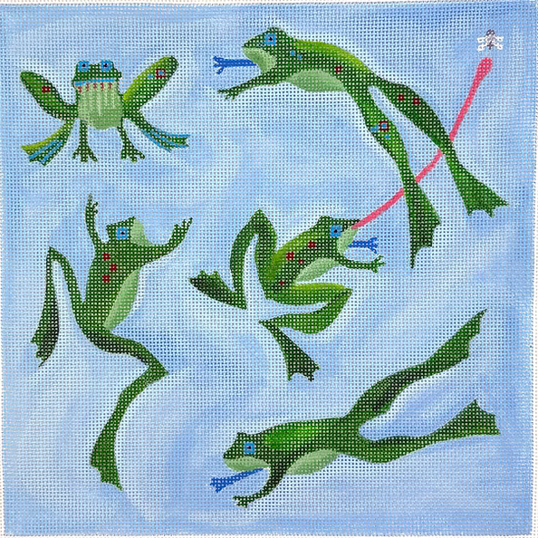 Adam Rourke Frogs Kate Dickerson AT-PL-01 Adam Trest - Bug Catcher - Frogs on Light Blue ...