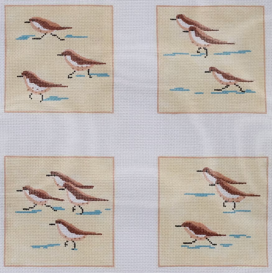 Kate Dickerson CO4-08 Set of 4 Coasters Sandpipers on Beach