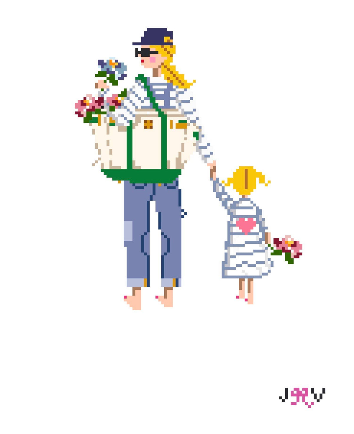 JV264 - Mother &amp; Child Needlepoint Canvases: Blonde with daughter