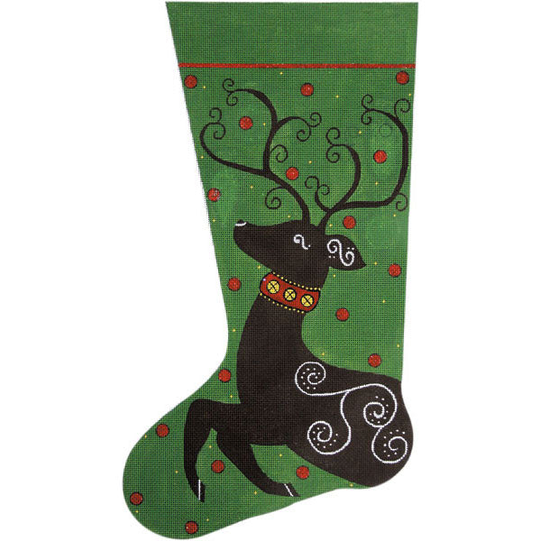Alice Peterson 2288 Reindeer on Green Stocking