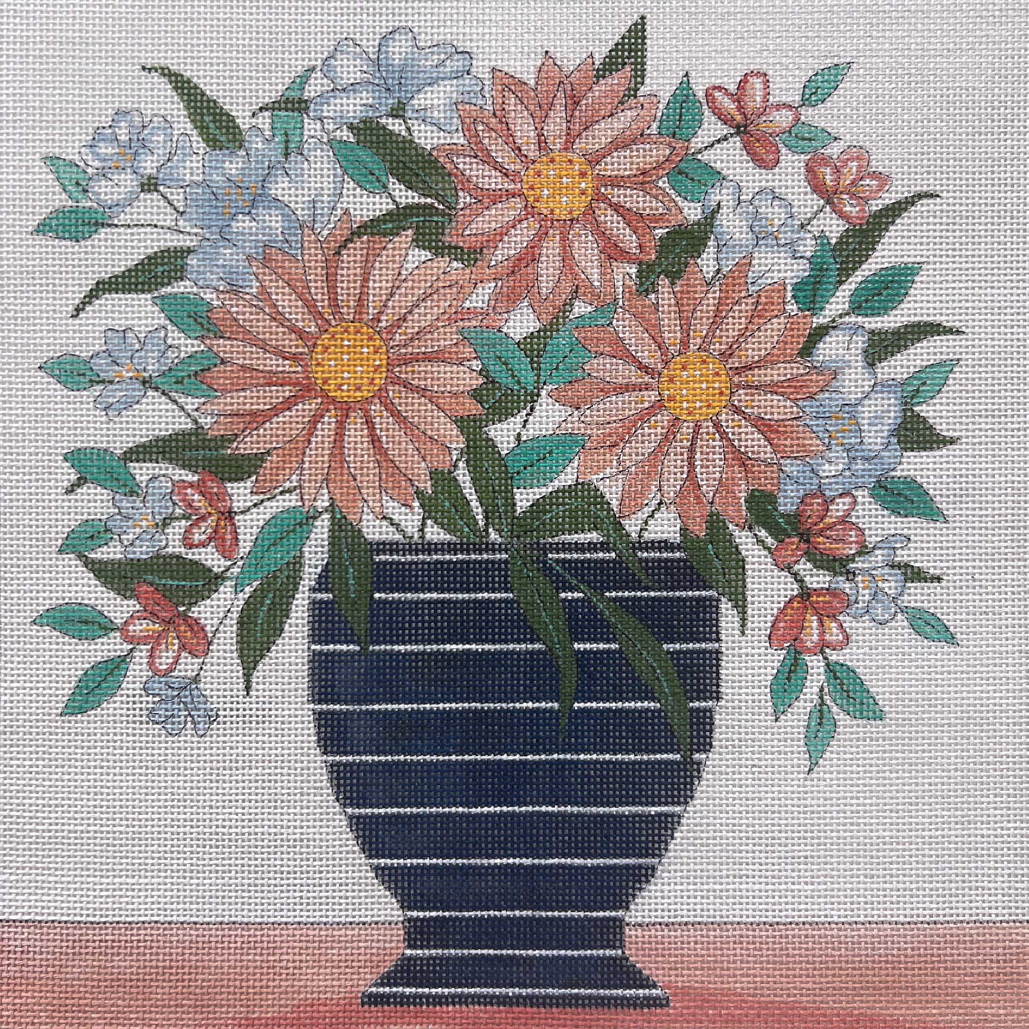 Alice Peterson 4586 Pink Daisy Stripes Vase