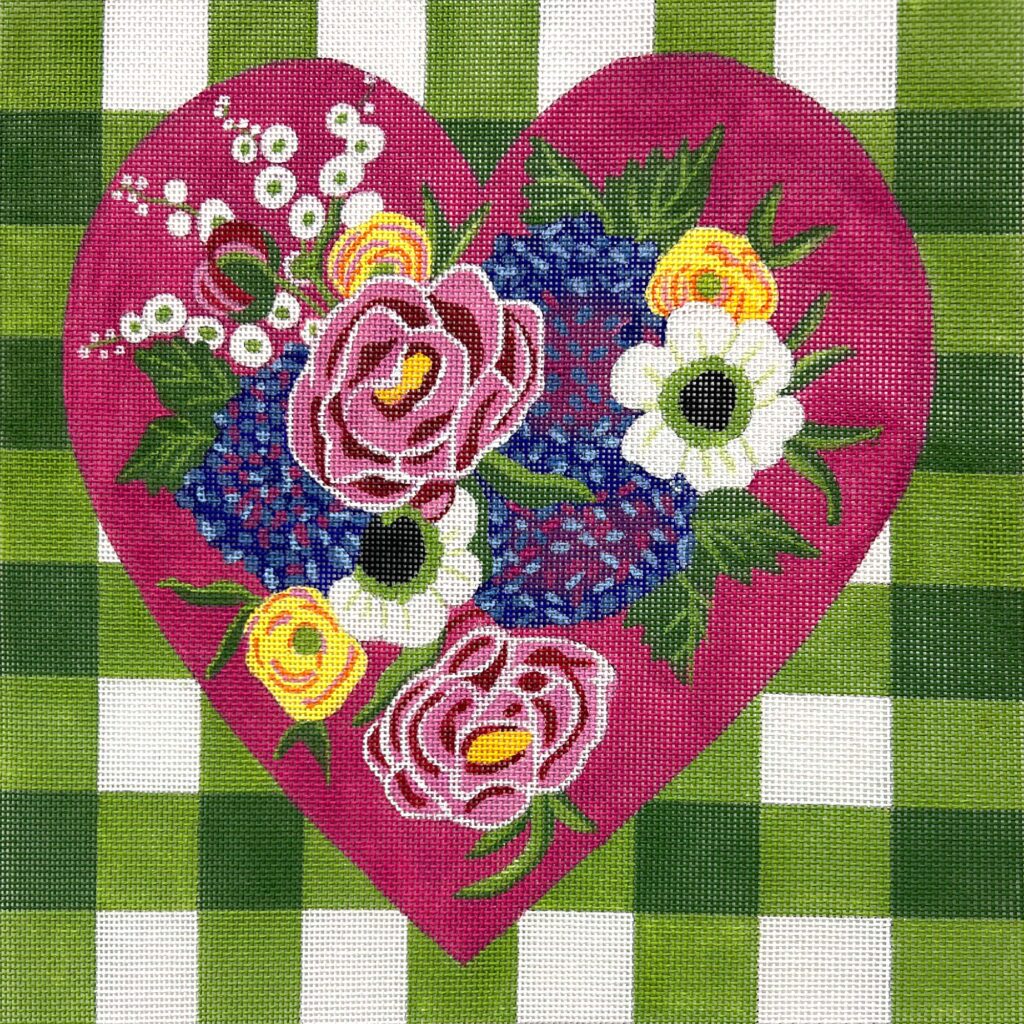 Alice Peterson AP4658 Green Gingham Floral Heart