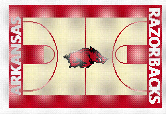 Needlepoint by Laura Arkansas Basketball Court Lumber Pillow