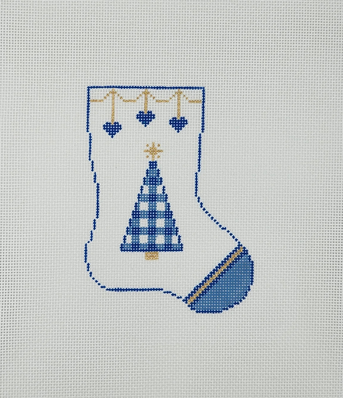 Silver Stitch Mini Christmas Stocking - Blue