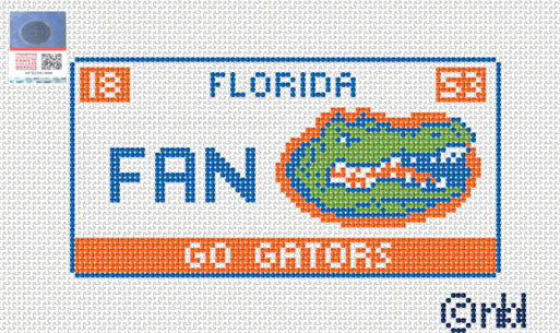 Needlepoint by Laura Florida License Plate with Gator Logo - FAN
