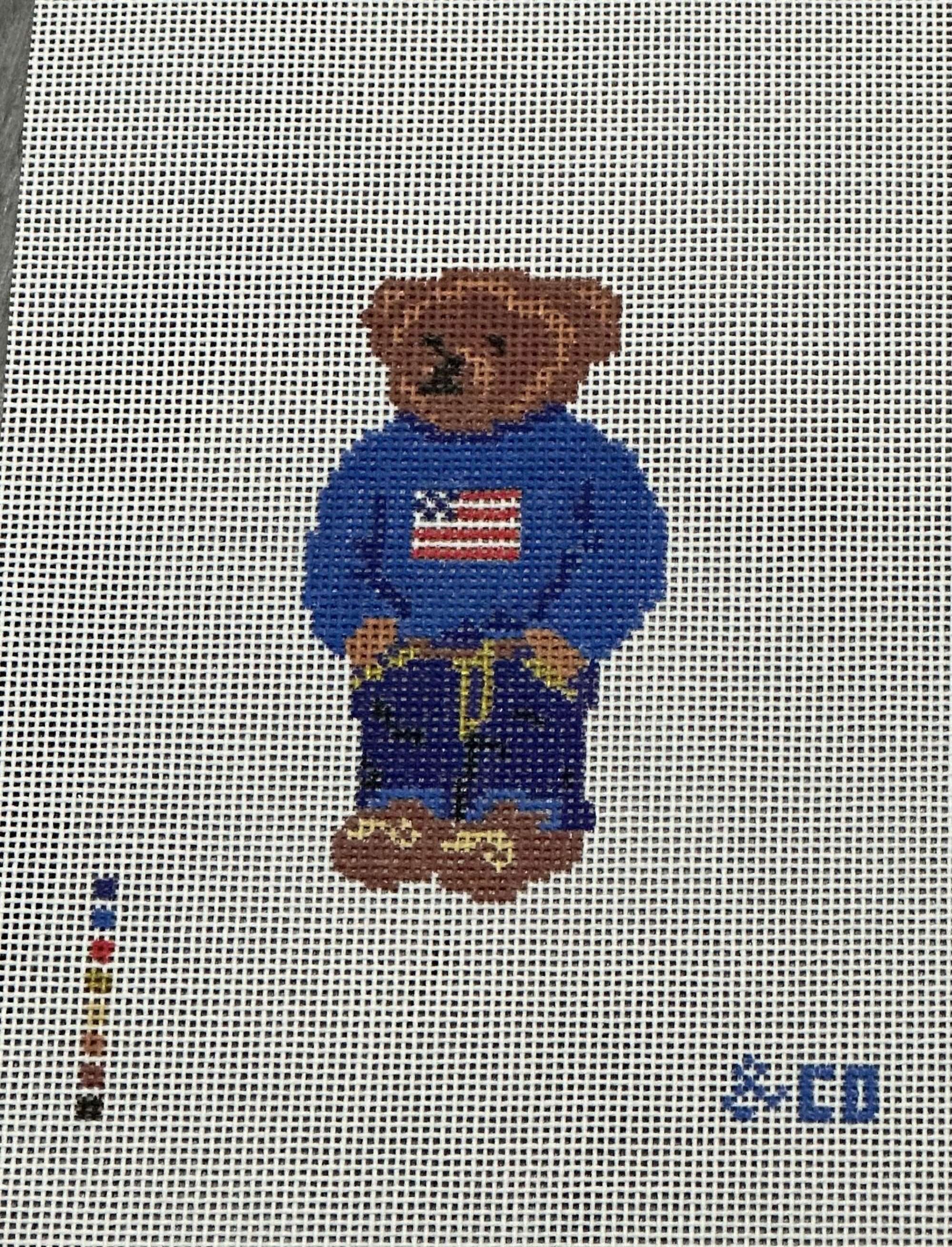 Needlepoint &amp; Co. Blue Flag Bear - Mini