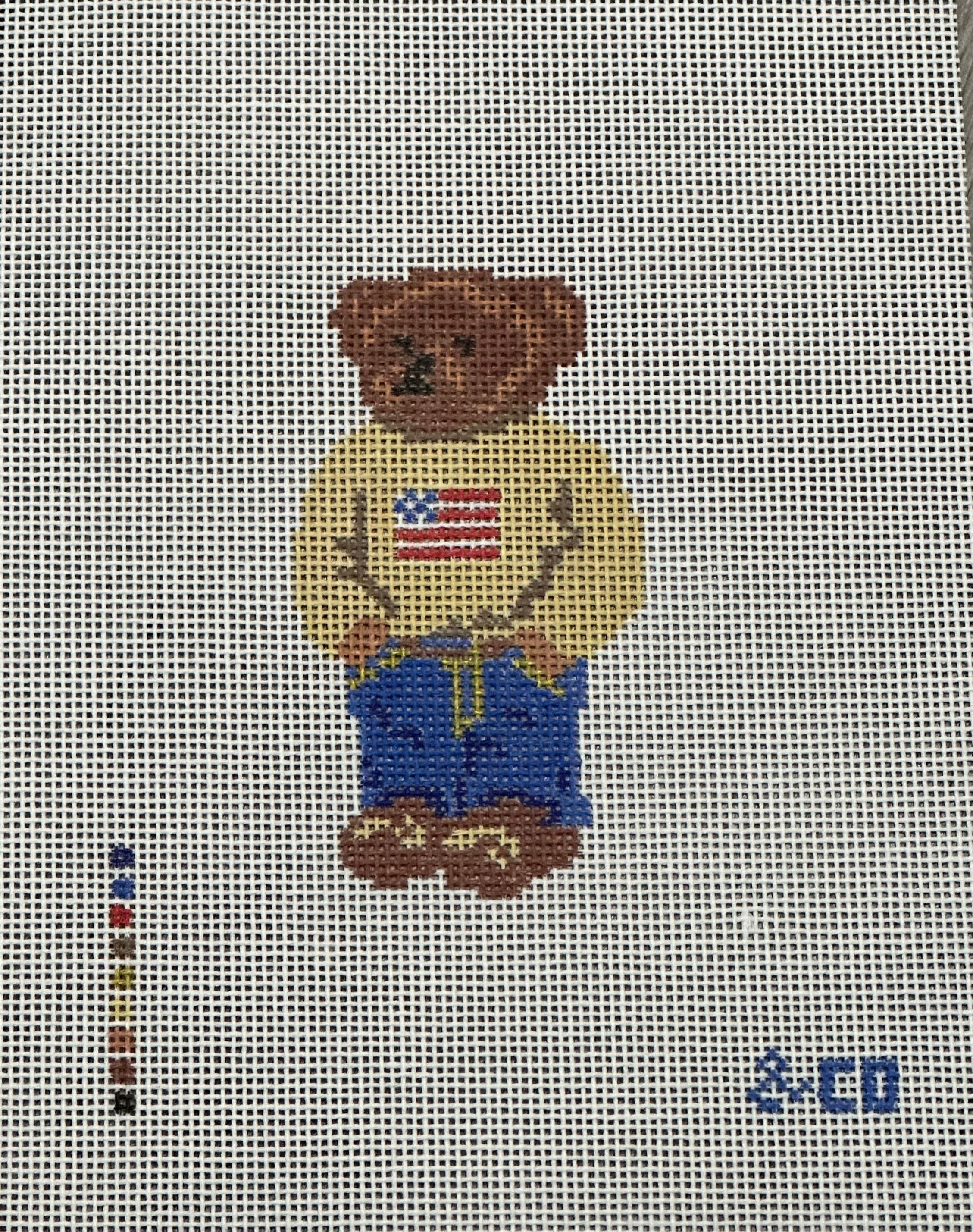 Needlepoint &amp; Co. Tan Flag Bear - Mini