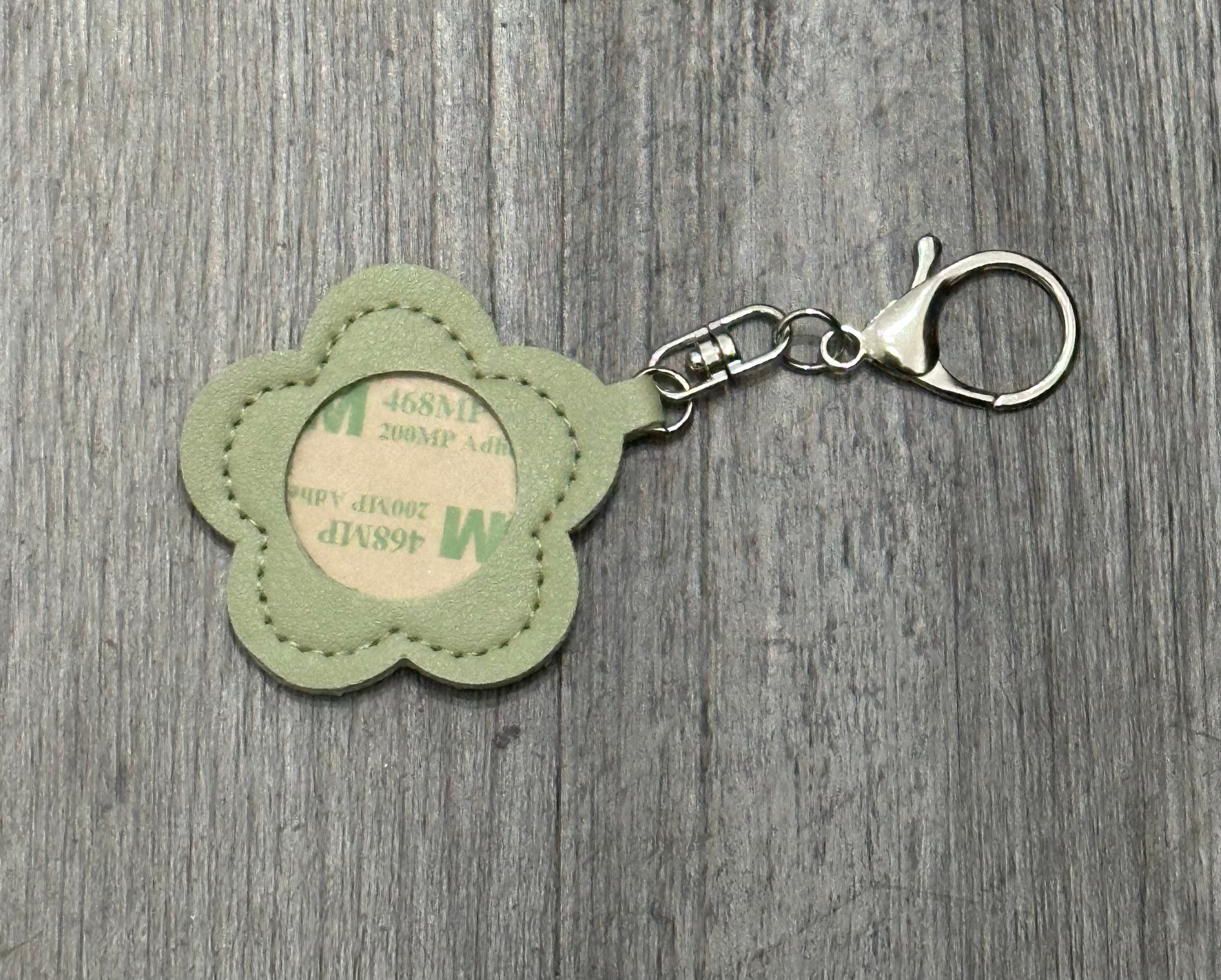 Cotswold Co Designs Needlepoint Green Self Finishing Flower Key Fob Bag Tag Adhesive Finishing Keychain