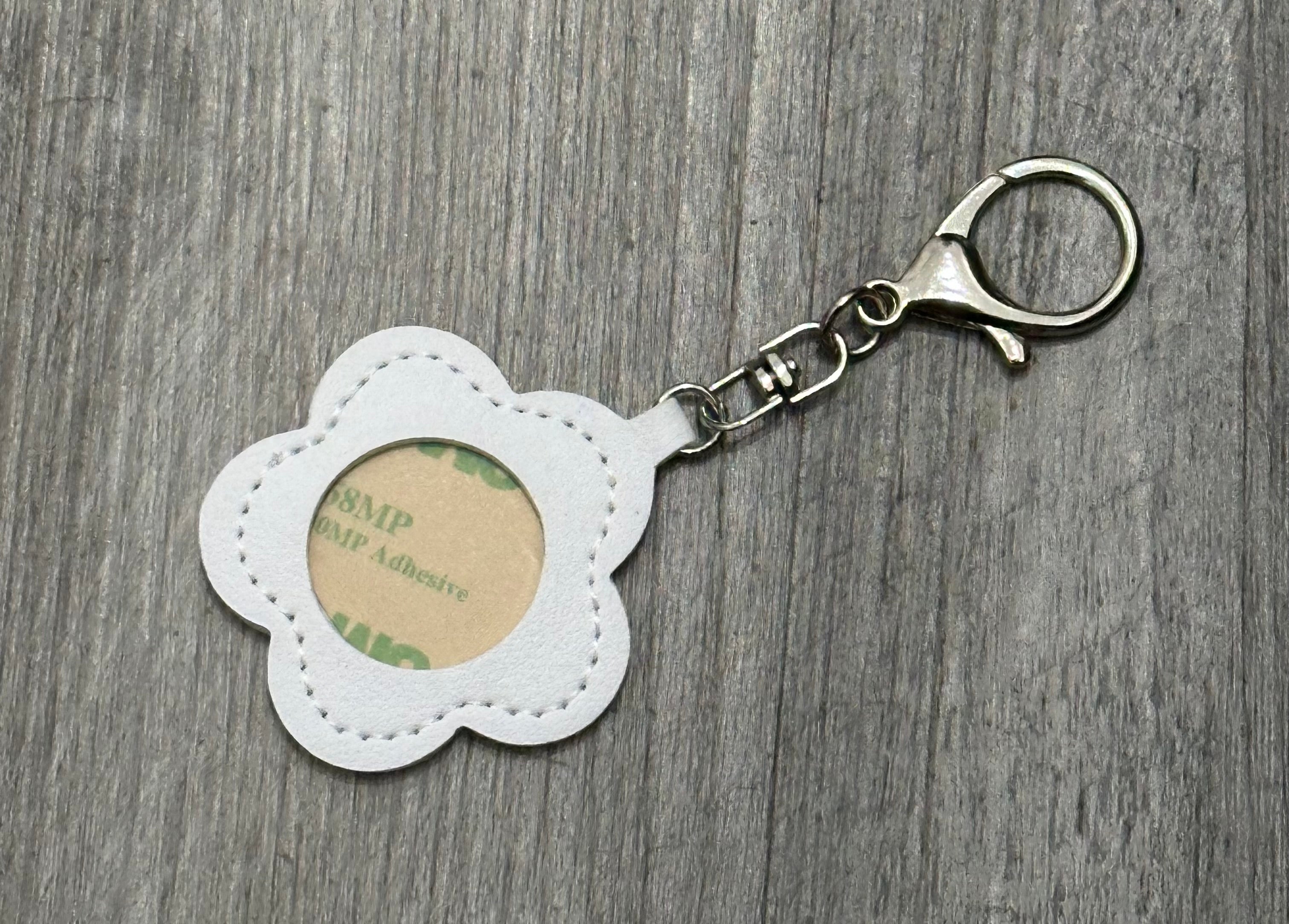 Cotswold Co Designs Needlepoint White Self Finishing Flower Key Fob Bag Tag Adhesive Finishing Keychain