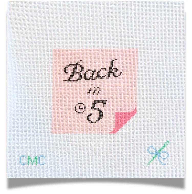 CMC Stitches -"Back in 5" Pink Post-It
