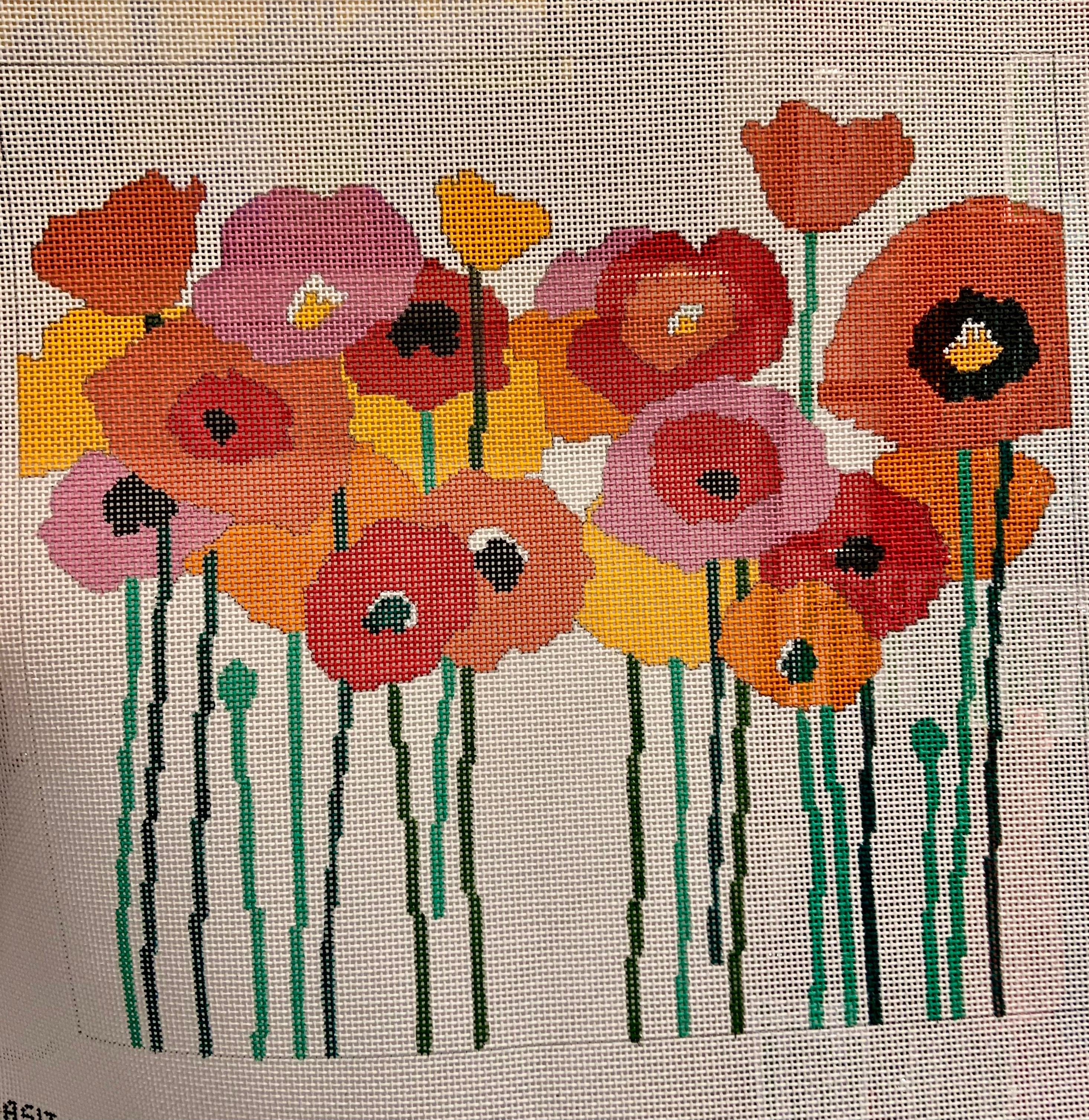 A Stitch In Time ASIT040 POPPIES PINK 13 mesh