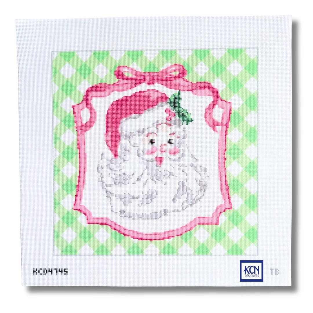 KCN Designers KCD4745 Gingham Santa Face Printed Canvas