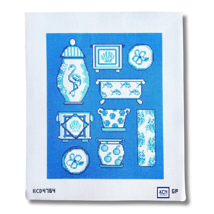 KCN Designers KCD4764 When Blue and White Met the Tropics Printed Canvas