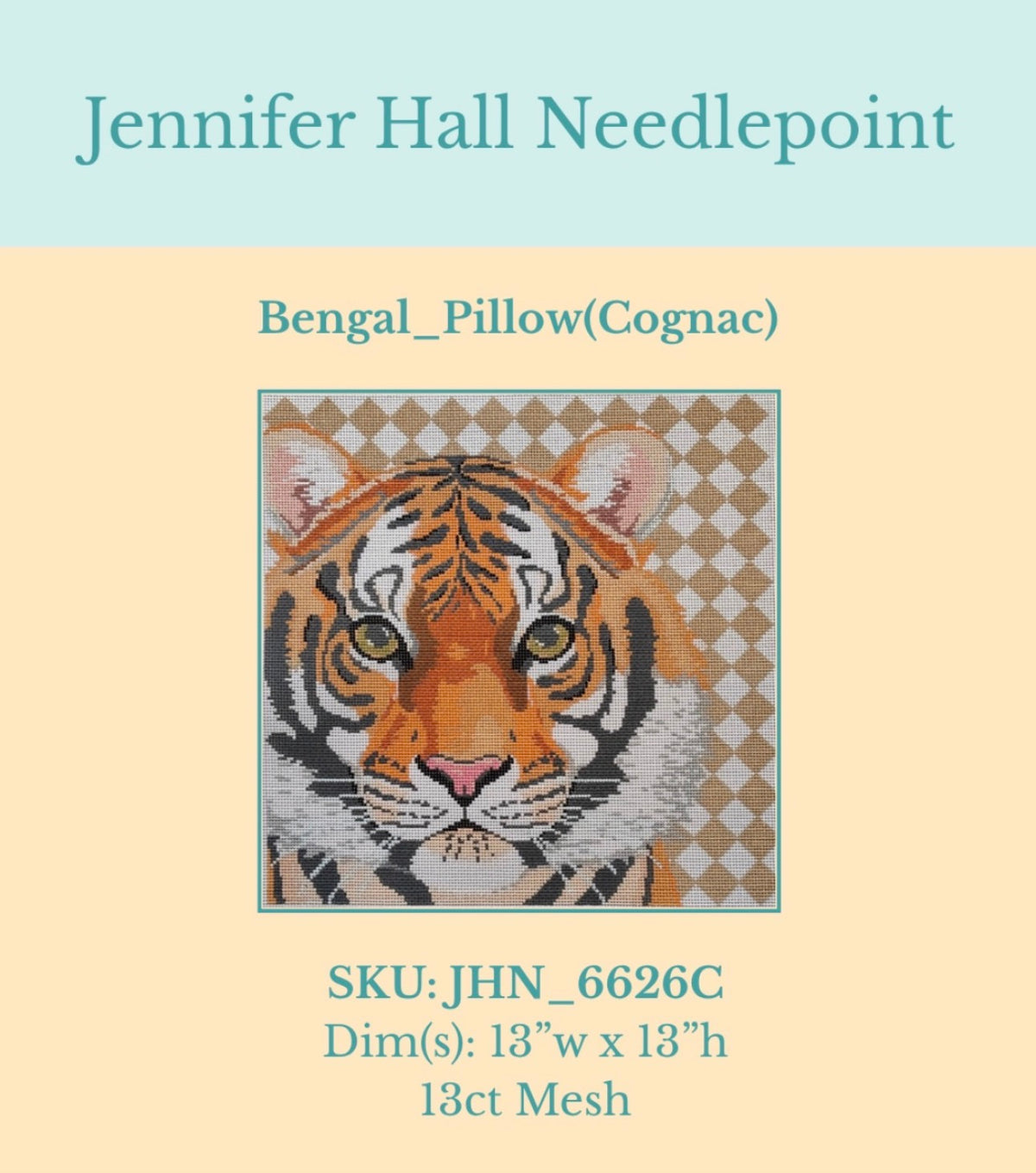 Jennifer Hall JHN-6626c Bengal Pillow Cognac