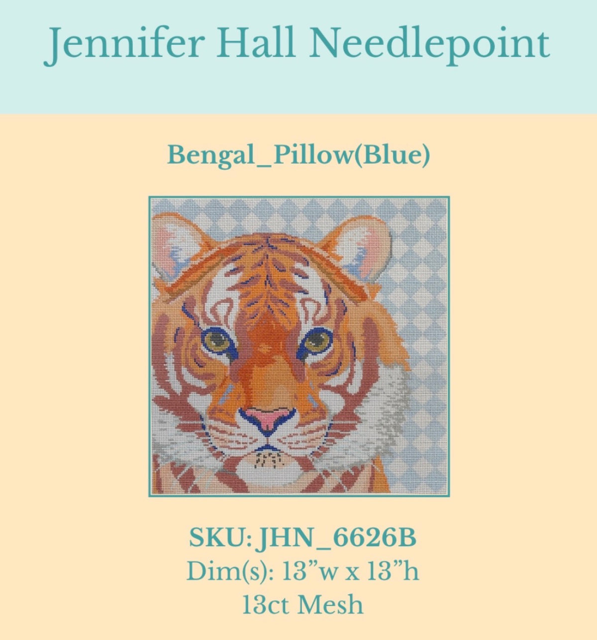 Jennifer Hall JHN-6626B Bengal Pillow Blue