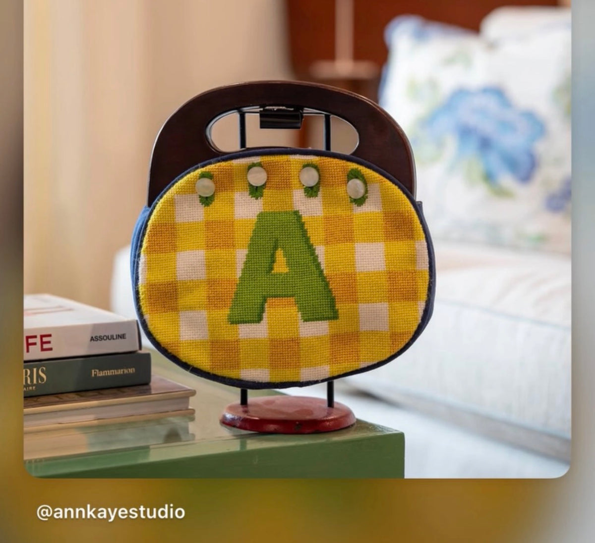 Ann Kaye Yellow Gingham Bermuda Bag