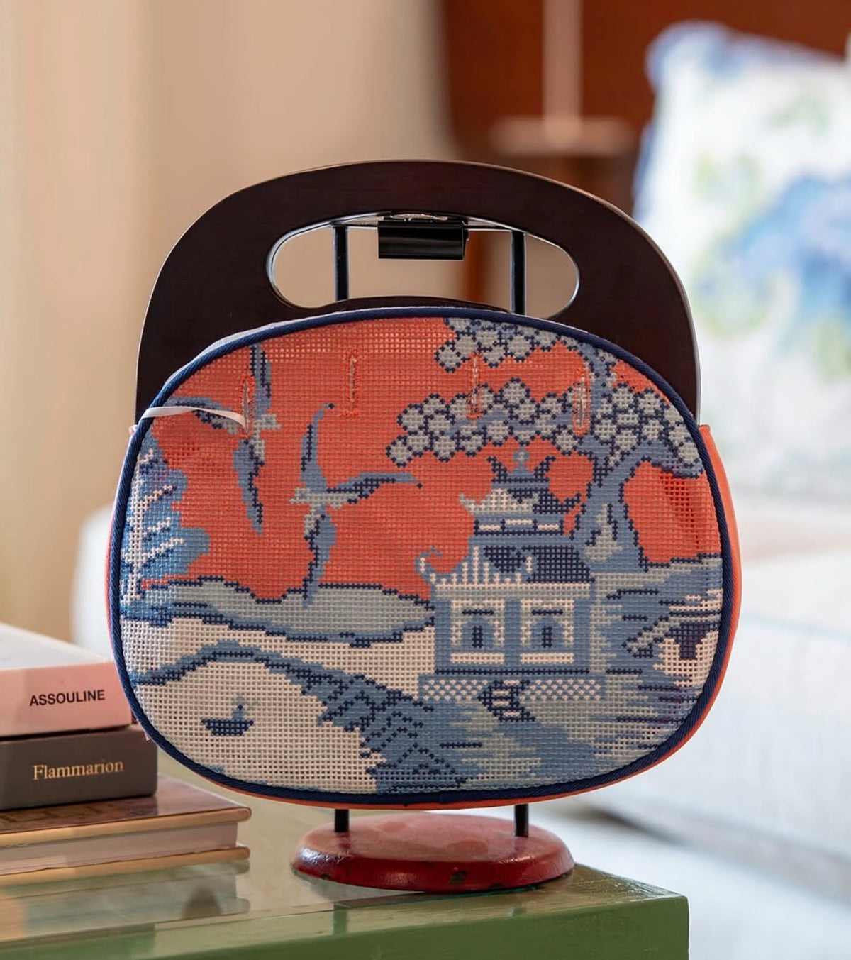 Ann Kaye Striped Chinoiserie Bermuda Bag