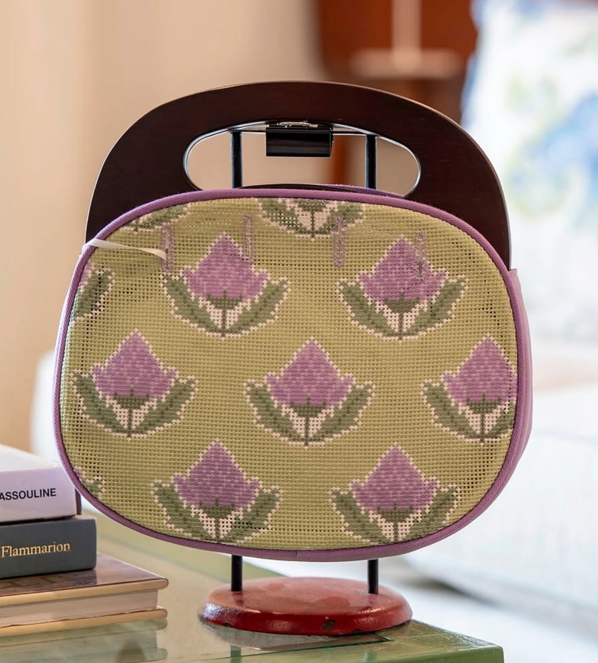Ann Kaye Floral on Green Bermuda Bag