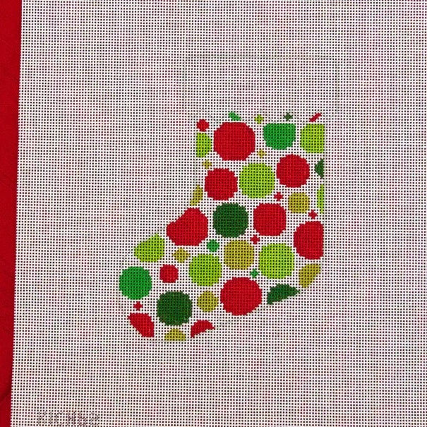 NDLPT Designs Bauble Dots Green Red Mini Sock KICH62