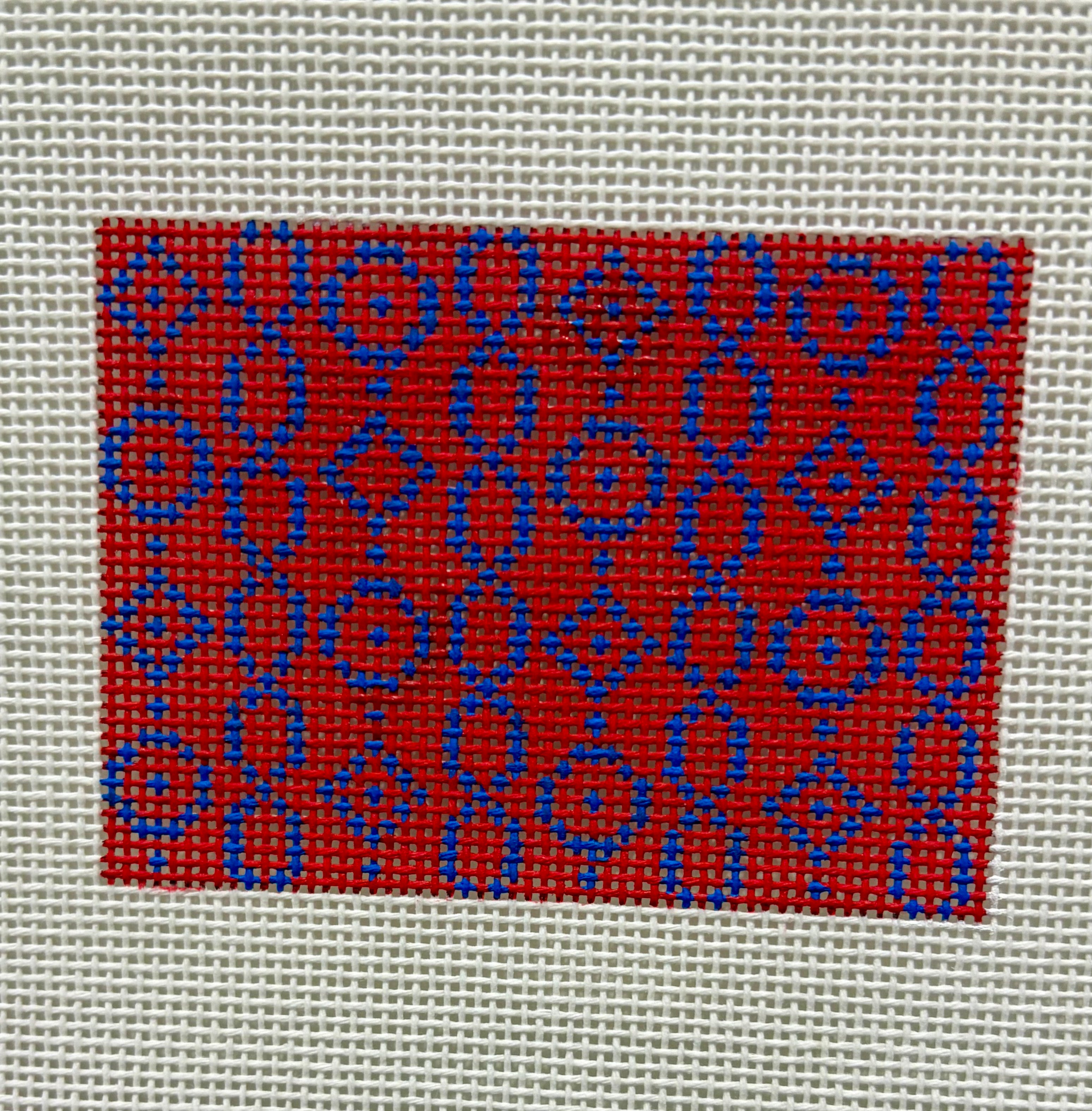 Kristine Kingston WCC-14 Wallet Insert geometric chain, circle, dlamond-blue on red