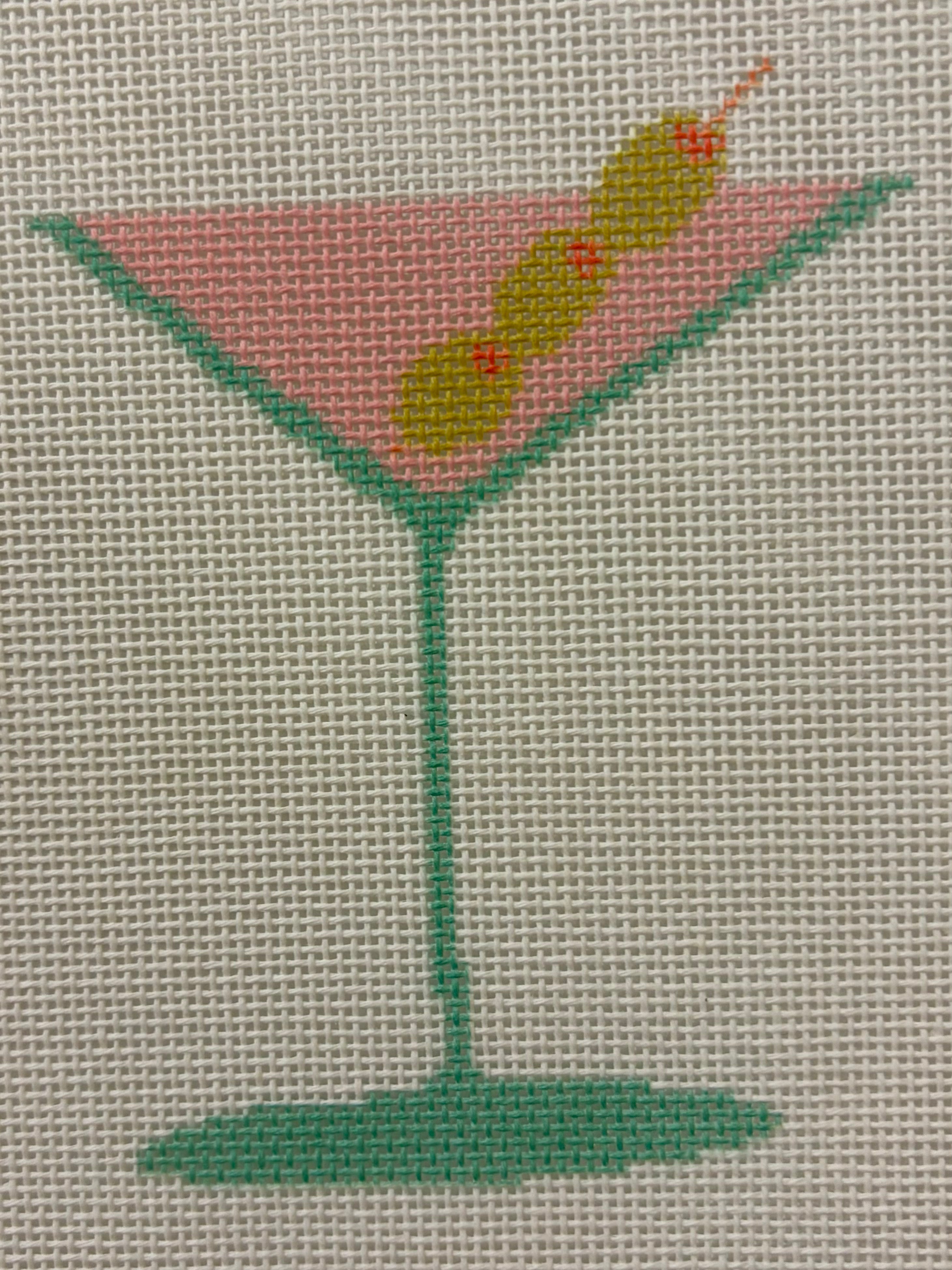 Kiss Ass Needlepoint Martini