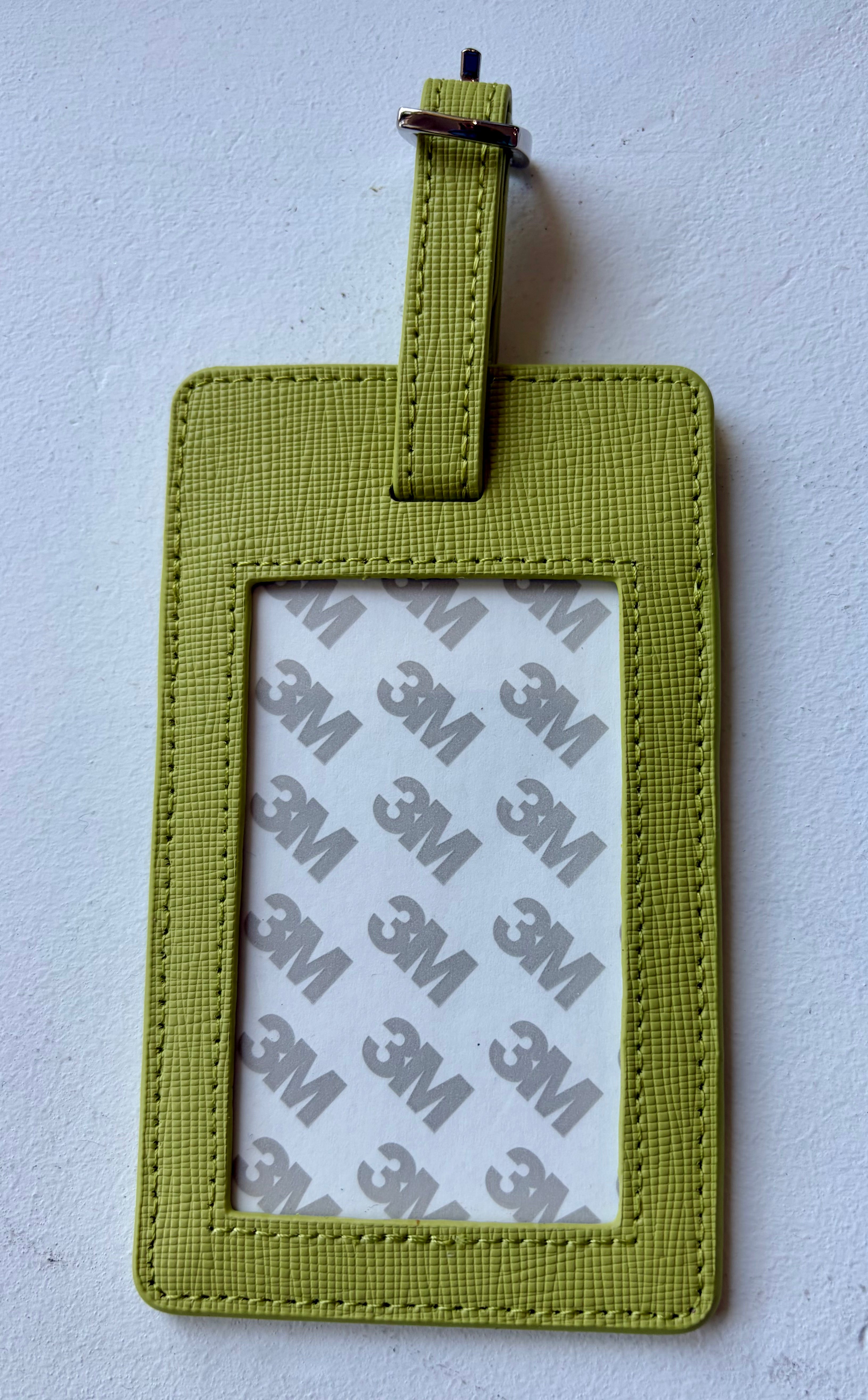 Bradley Needlepoint Lime Leather Bag Tag