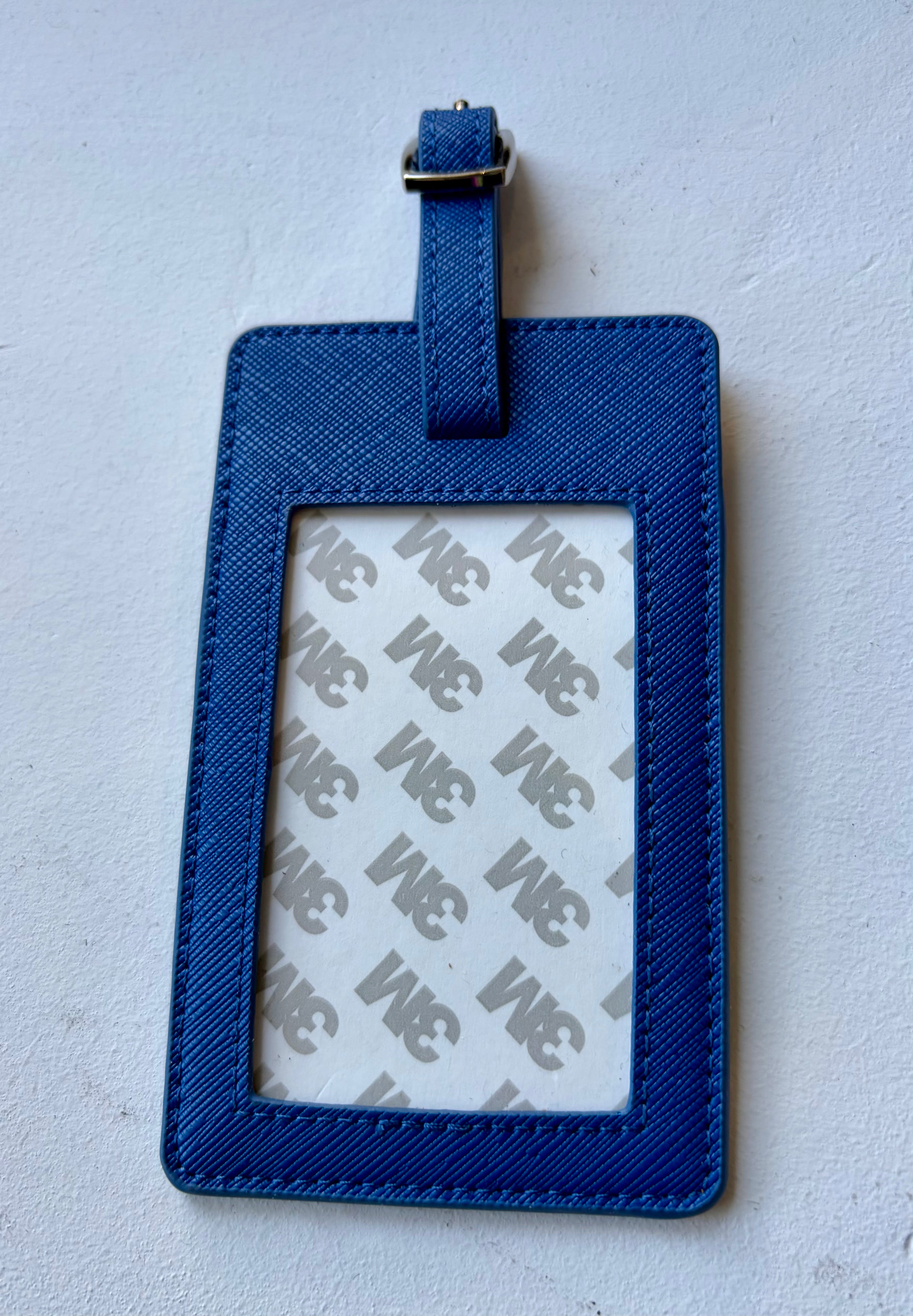 Bradley Needlepoint Blue Leather Bag Tag