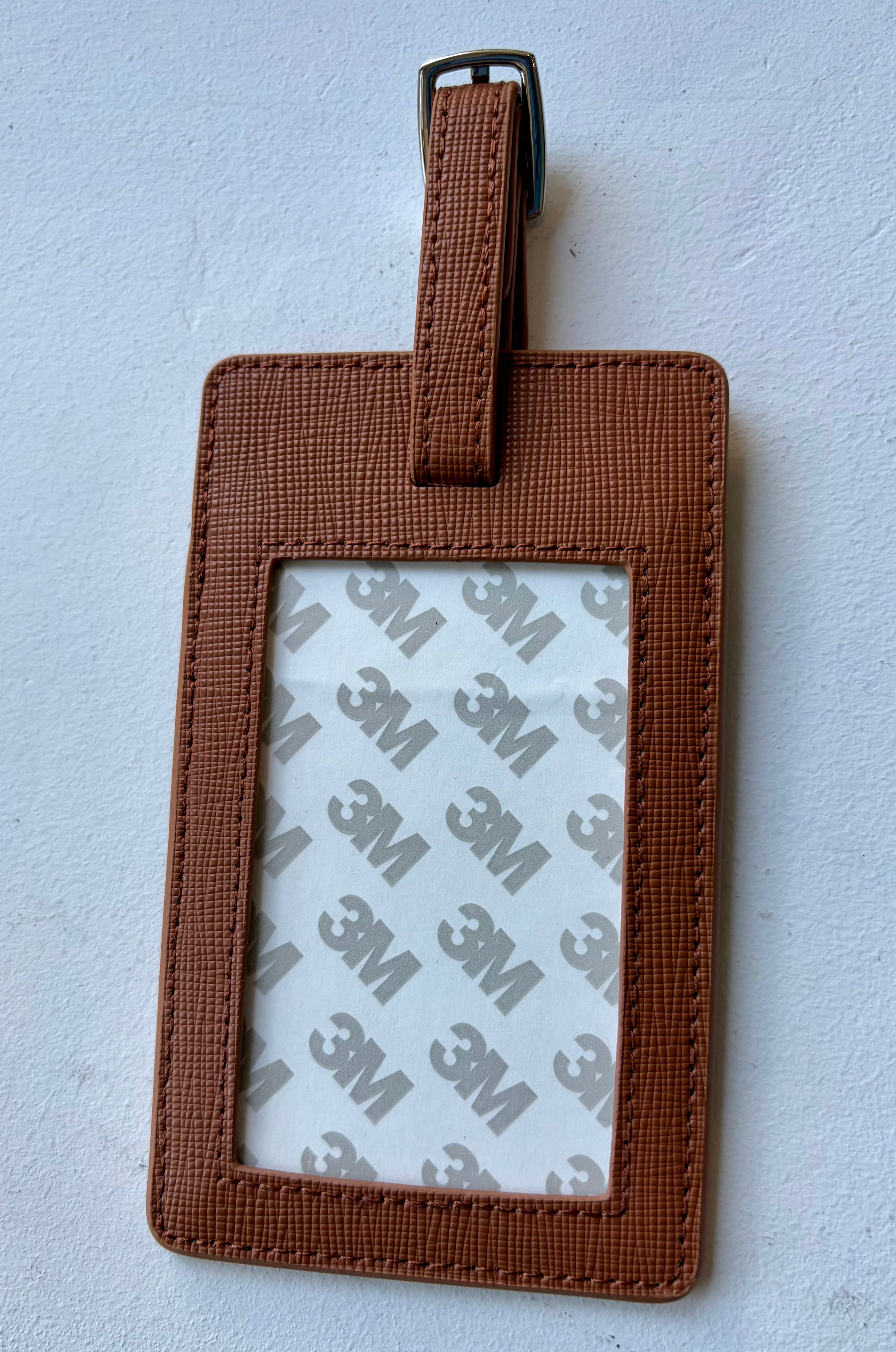 Bradley Needlepoint Brown Leather Bag Tag