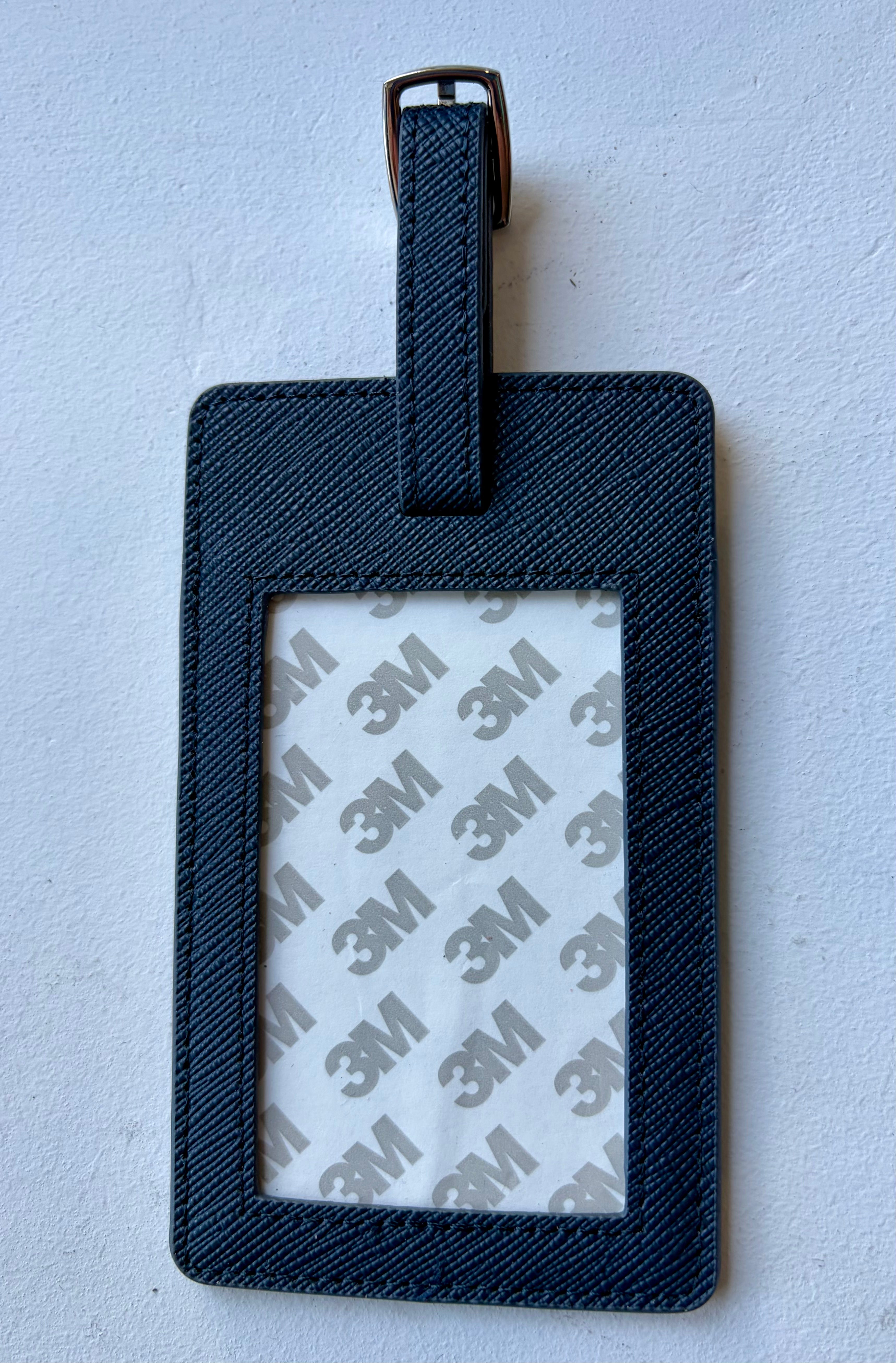 Bradley Needlepoint Navy Leather Bag Tag