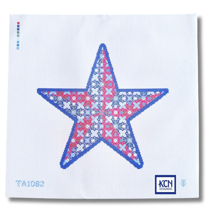 KCN Designers TA1082 Red, White, Blue, and Green Star Printed Canvas