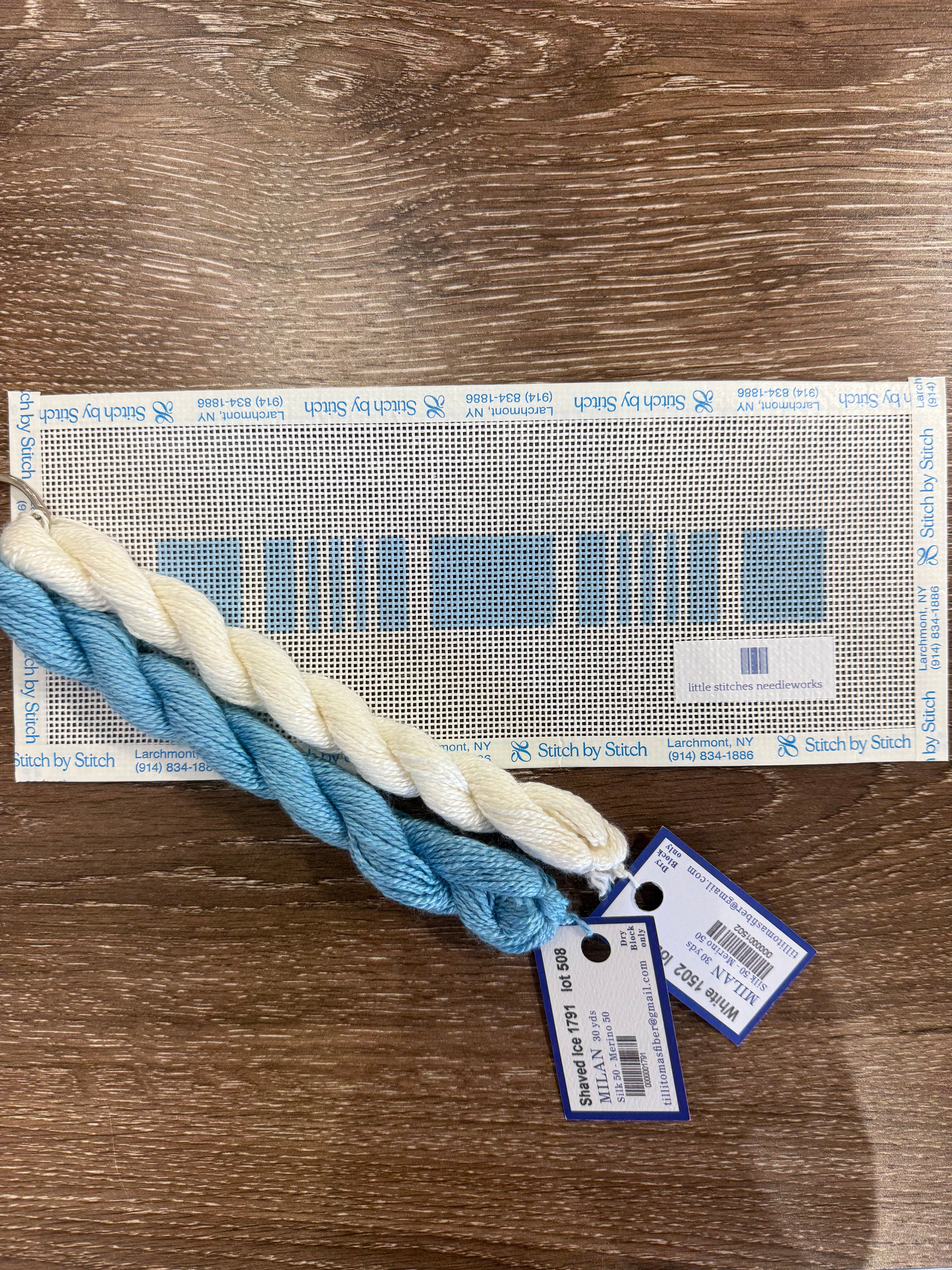 Little Stitches Ticking Key Fob Bundle Blue