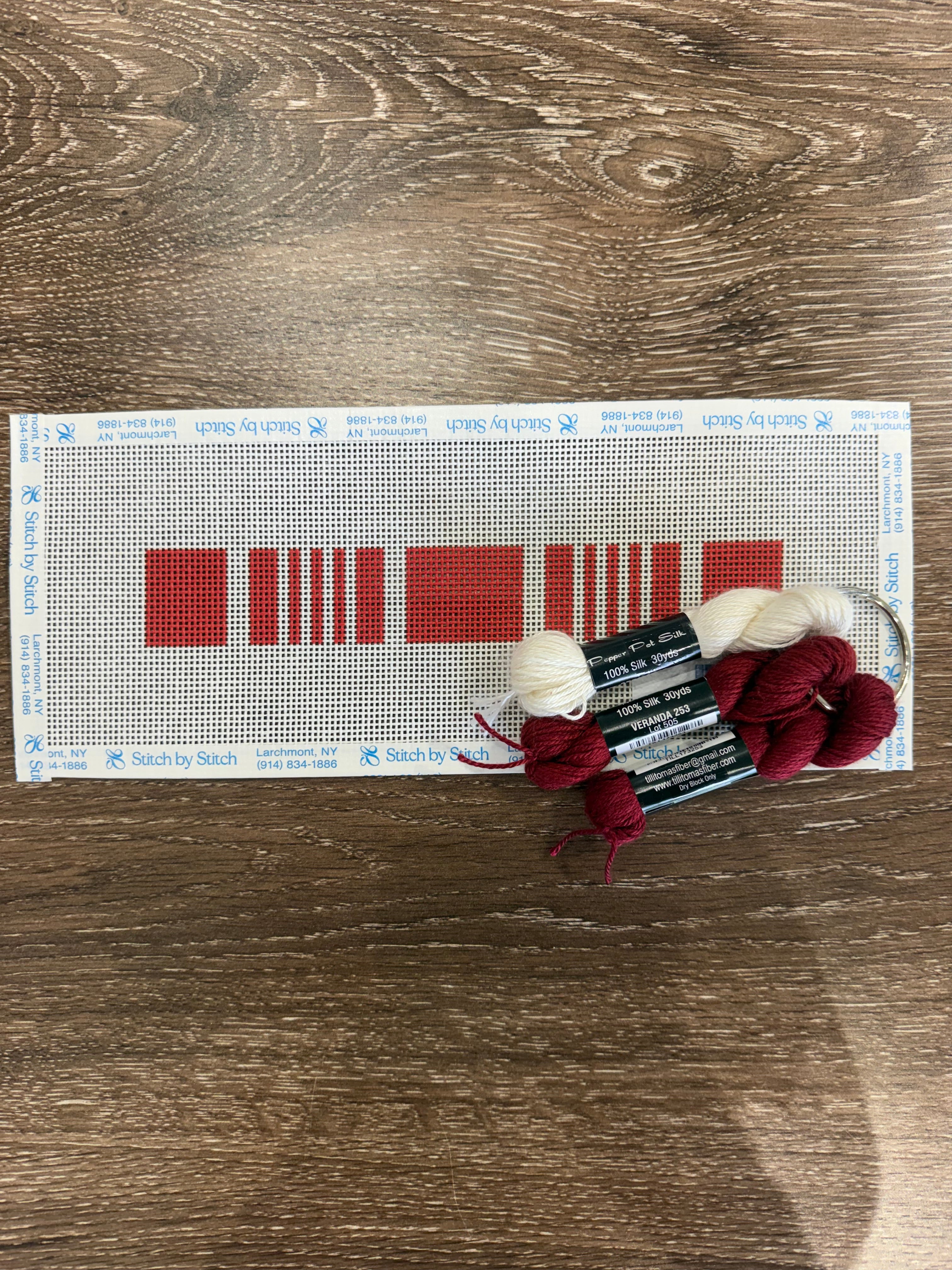 Little Stitches Ticking Key Fob Bundle Red