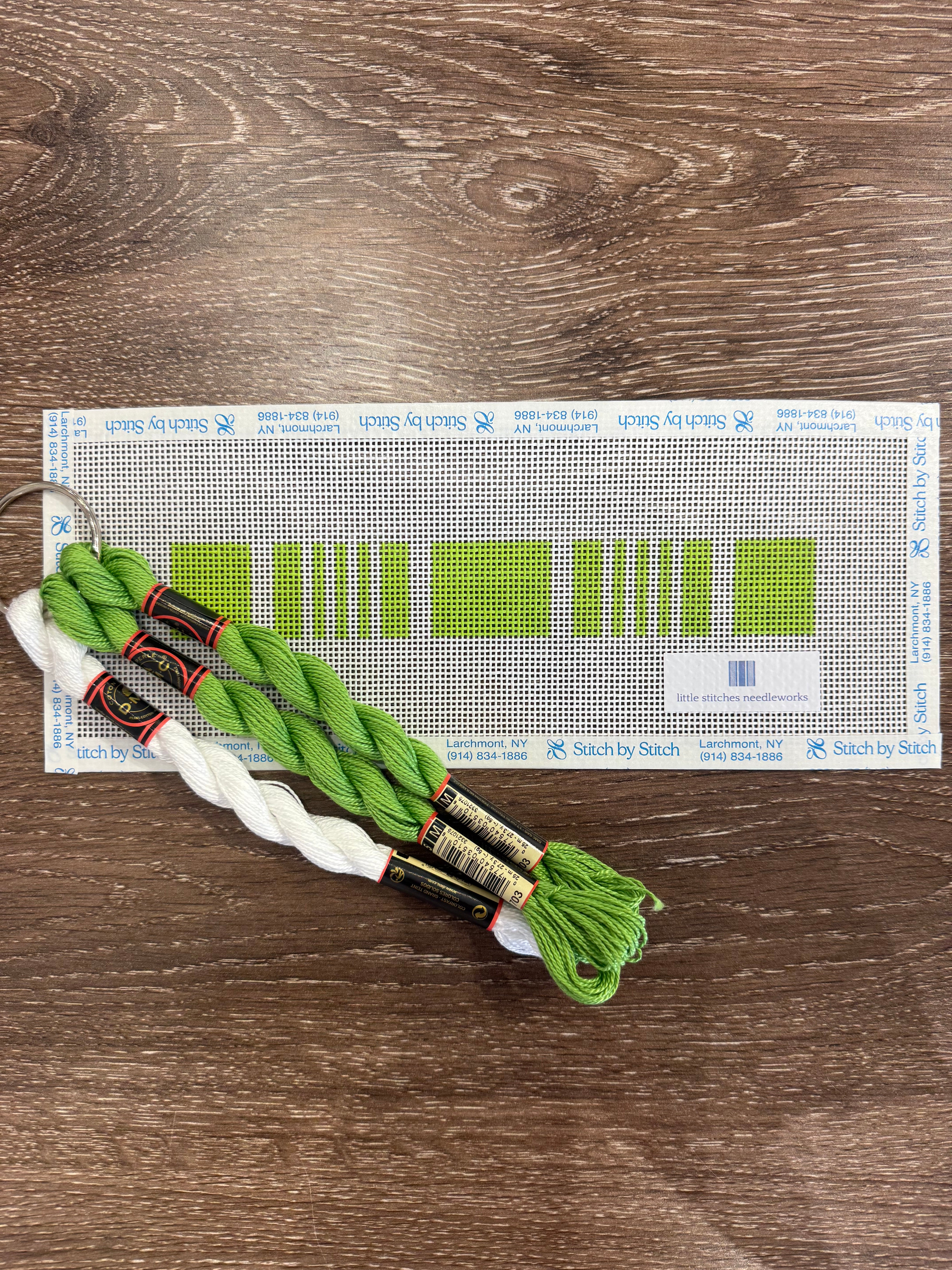 Little Stitches Ticking Key Fob Bundle Green