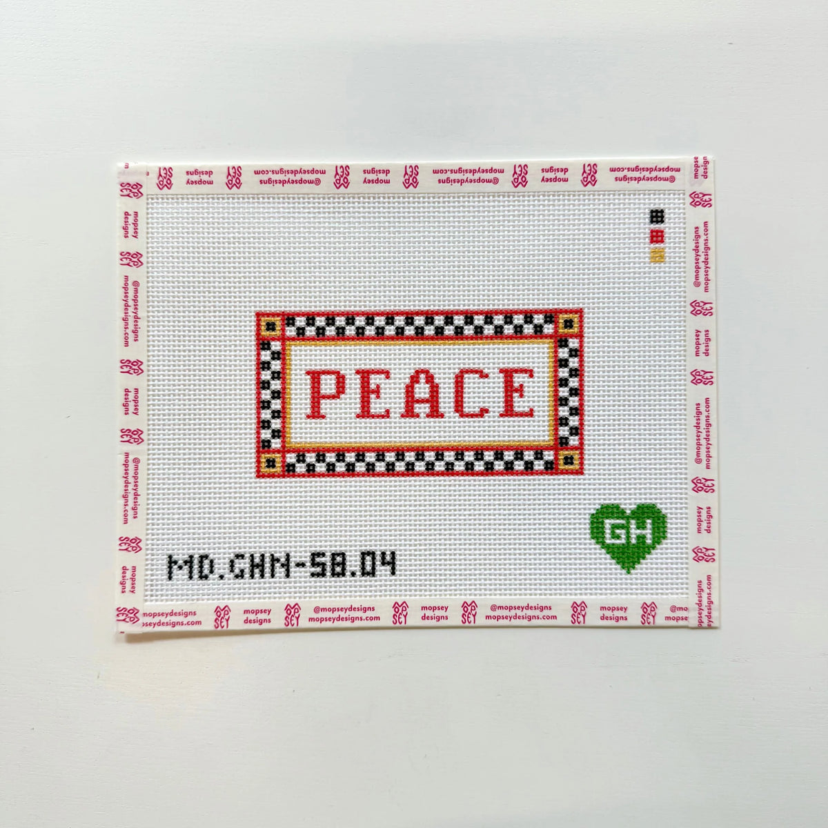 Mopsey Designs Green Heart Checkered Peace MD.GHN-58.04