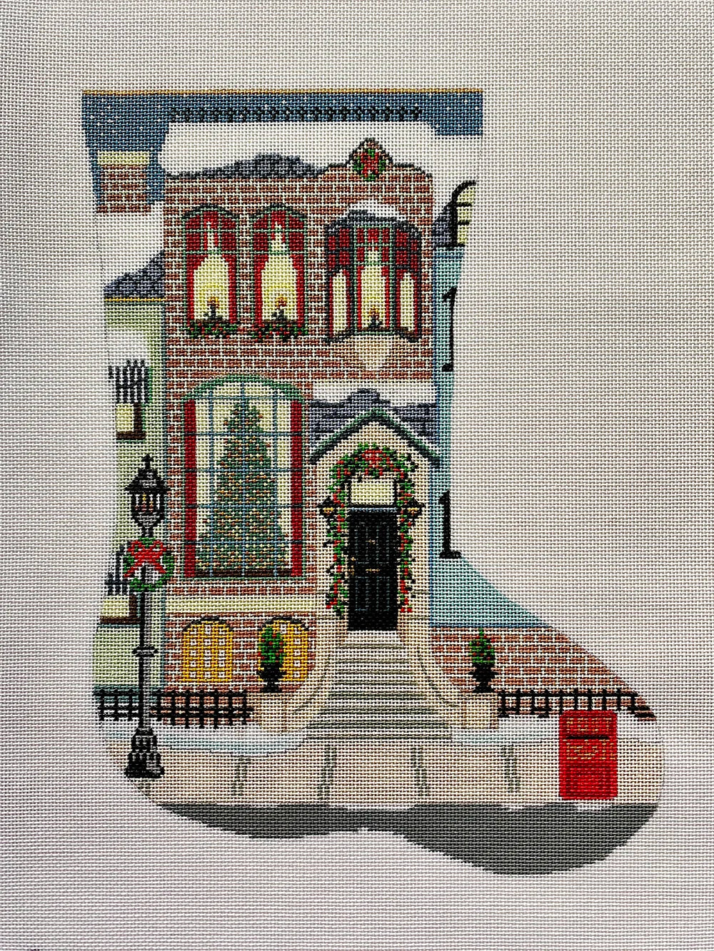 Plum Stitchery 19A-M Brownstone Stocking Midi