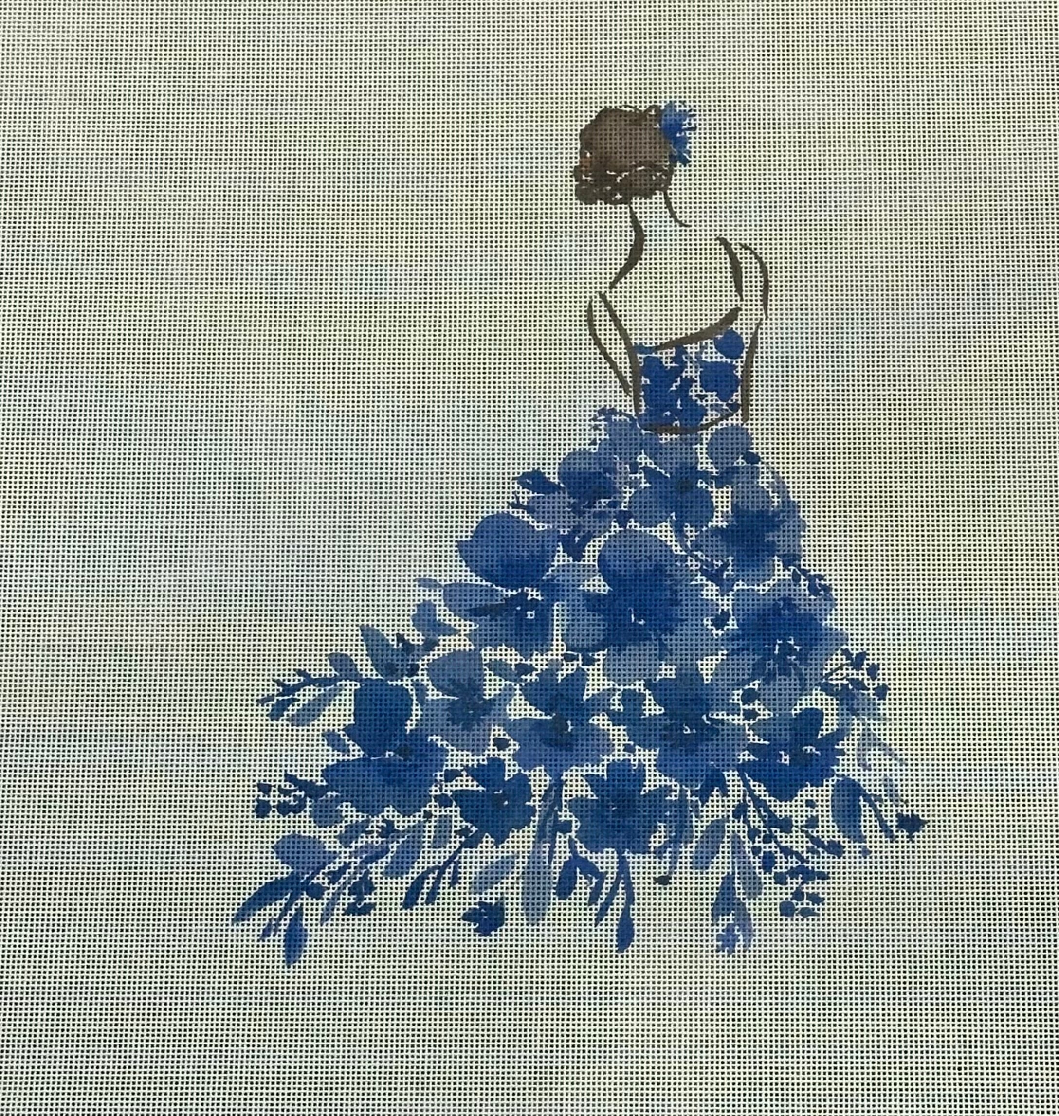 The Collection Ellen Crimi-Trent ECT876B Lady with Blue Flowers - Large Size