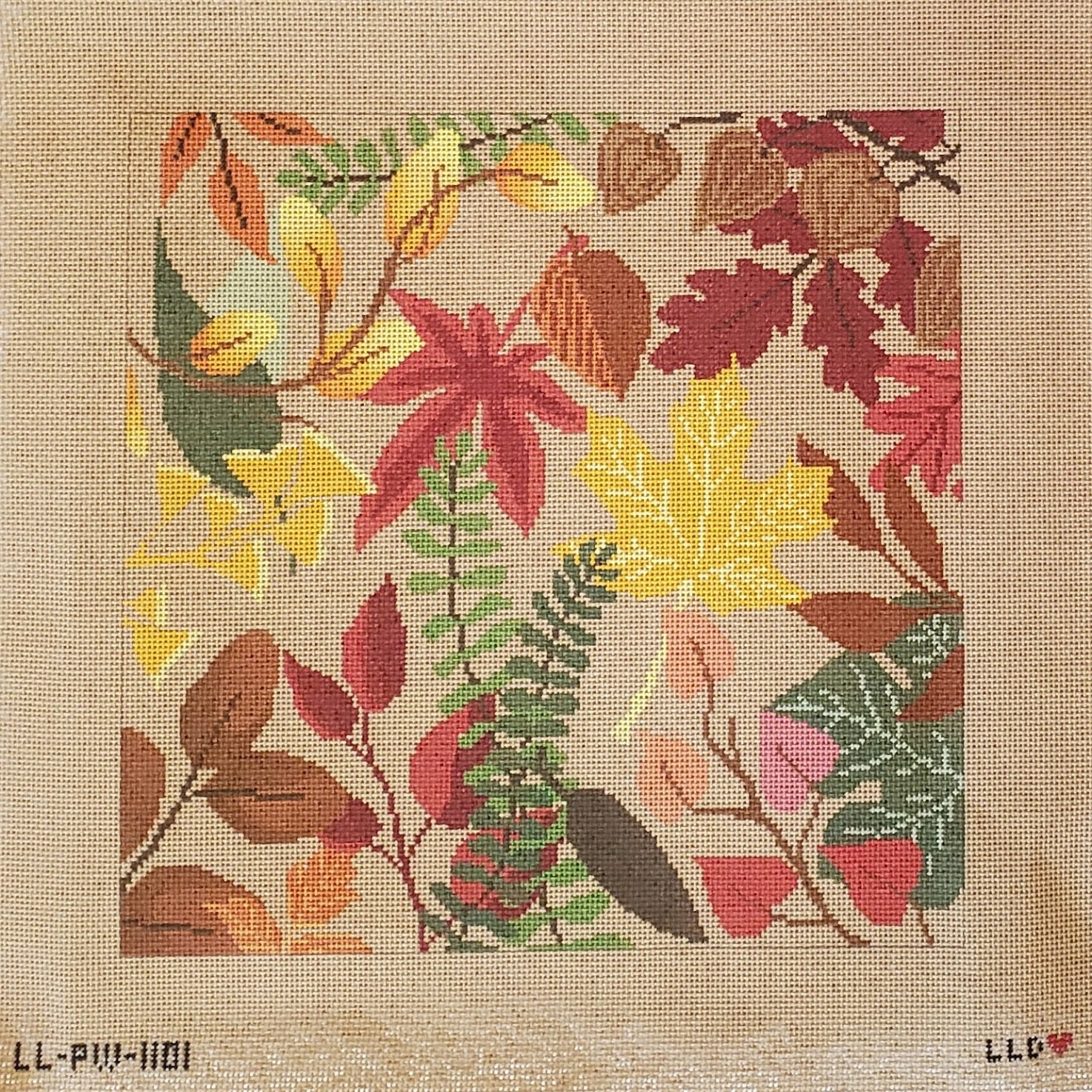 Laura Love LL-PW-1 Botanical Pillow Autumn Leaves