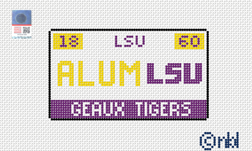 Needlepoint by Laura LSU License Plate - ALUMNI